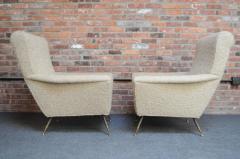 Vintage Italian Modernist Lounge Chairs in Brass and Tawny Boucl  - 3813253