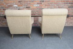 Vintage Italian Modernist Lounge Chairs in Brass and Tawny Boucl  - 3813254