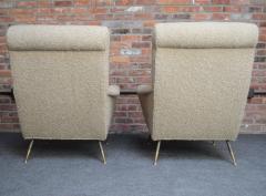 Vintage Italian Modernist Lounge Chairs in Brass and Tawny Boucl  - 3813255