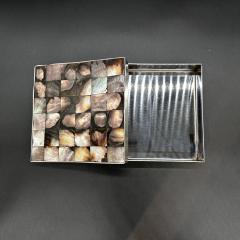 Vintage Italian Mother of Pearl and Chrome Decorative Box 1980s - 3489206