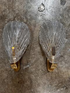 Vintage Italian Murano Wall Sconces with Brass Base 1970s - 3884244