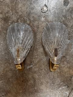 Vintage Italian Murano Wall Sconces with Brass Base 1970s - 3884245