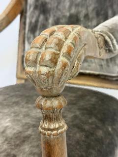Vintage Italian Neoclassical Carved Wood Armchairs Newly Upholstered Pair - 4621333