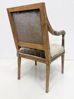 Vintage Italian Neoclassical Carved Wood Armchairs Newly Upholstered Pair - 4621335