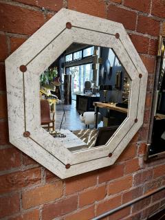 Vintage Italian Octagonal Travertine Wall Mirror 1980s - 3038500