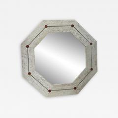 Vintage Italian Octagonal Travertine Wall Mirror 1980s - 3044847