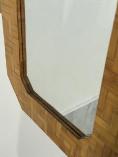 Vintage Italian Octagonal Wood Frame Wall Mirror 1980s - 3614488