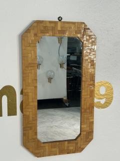 Vintage Italian Octagonal Wood Frame Wall Mirror 1980s - 3614490