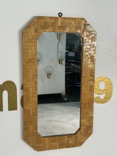 Vintage Italian Octagonal Wood Frame Wall Mirror 1980s - 3614491