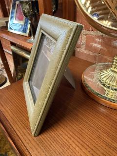 Vintage Italian Olive Green Leather Picture Frame 1970s - 4695510
