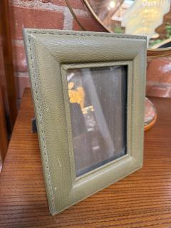 Vintage Italian Olive Green Leather Picture Frame 1970s - 4695514