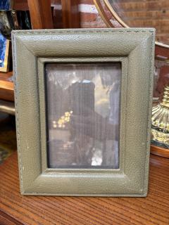 Vintage Italian Olive Green Leather Picture Frame 1970s - 4695516