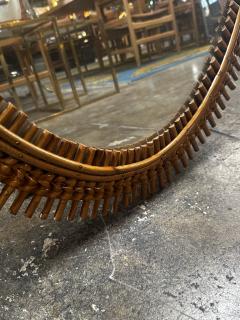 Vintage Italian Oval Bamboo Wall Mirror 1980s - 3055821