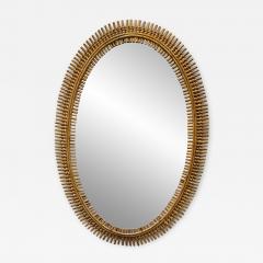 Vintage Italian Oval Bamboo Wall Mirror 1980s - 3056789