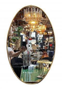 Vintage Italian Oval Brass Wall Mirror 1970s - 3307626