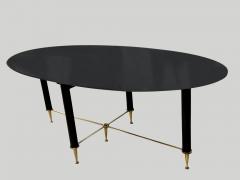 Vintage Italian Oval Ebonized Dining Table resting on a Bronze Base - 4635723