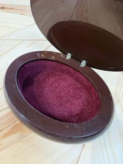 Vintage Italian Oval Vanity Box with Smoked Mirror - 4776855