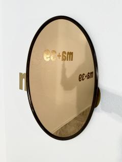 Vintage Italian Oval Wood Wall Mirror With Smoked Glass 1980s - 3613905