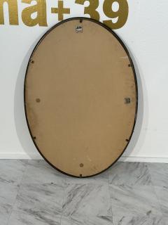 Vintage Italian Oval Wood Wall Mirror With Smoked Glass 1980s - 3613907