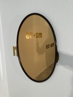 Vintage Italian Oval Wood Wall Mirror With Smoked Glass 1980s - 3613908