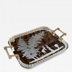 Vintage Italian Oversize Tray in Murano and Brass 1960s - 3431253