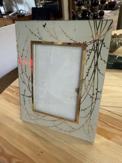 Vintage Italian Painted Glass Picture Frame with Gilt Botanical Motif 1950s - 4695637