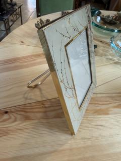 Vintage Italian Painted Glass Picture Frame with Gilt Botanical Motif 1950s - 4695638