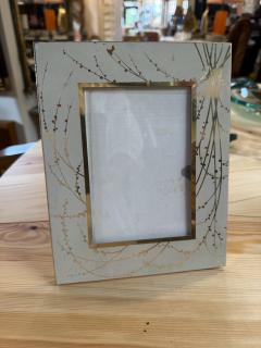 Vintage Italian Painted Glass Picture Frame with Gilt Botanical Motif 1950s - 4695639