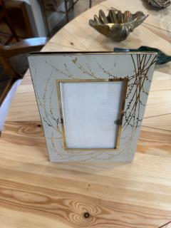 Vintage Italian Painted Glass Picture Frame with Gilt Botanical Motif 1950s - 4695640