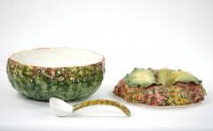 Vintage Italian Porcelain Tableware Three Piece Serving Tureen Ladle - 3283100