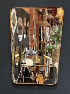 Vintage Italian Rectangular Brass Wall Mirror 1980s - 3307879