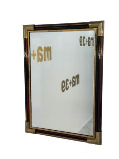 Vintage Italian Rectangular Brass and Glass Wall Mirror 1980s - 3636535