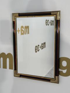 Vintage Italian Rectangular Brass and Glass Wall Mirror 1980s - 3636538