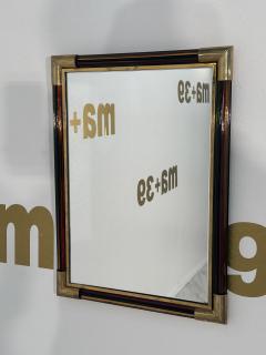 Vintage Italian Rectangular Brass and Glass Wall Mirror 1980s - 3636539
