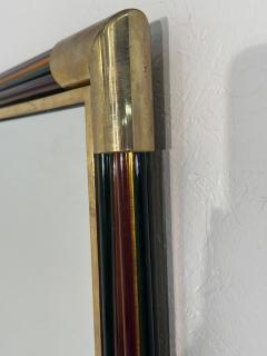 Vintage Italian Rectangular Brass and Glass Wall Mirror 1980s - 3636541
