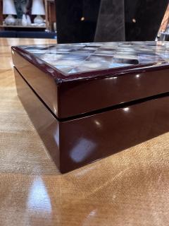 Vintage Italian Rectangular Oversize Wood Box 1980s - 3381248