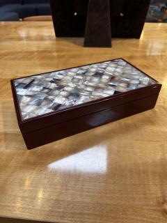 Vintage Italian Rectangular Oversize Wood Box 1980s - 3381253