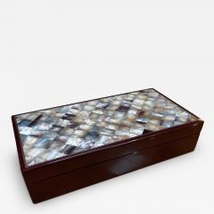 Vintage Italian Rectangular Oversize Wood Box 1980s - 3383874