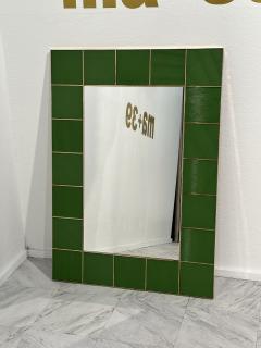 Vintage Italian Rectangular Wall Mirror With Green Frame 1980s - 3613792