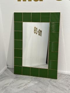 Vintage Italian Rectangular Wall Mirror With Green Frame 1980s - 3613793