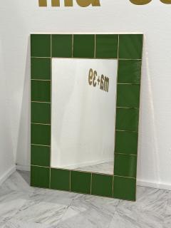 Vintage Italian Rectangular Wall Mirror With Green Frame 1980s - 3613794