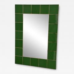 Vintage Italian Rectangular Wall Mirror With Green Frame 1980s - 3614899