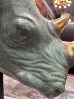 Vintage Italian Rhino Bronze Sculpture 1970s - 3464435