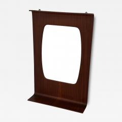 Vintage Italian Rosewood Veneer Plywood Mirror with Lower Shelf 1960 - 3637271