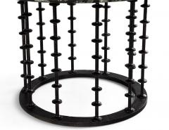 Vintage Italian Round Agate Stone Dining Table with Hammered Iron Metal Base - 4792010