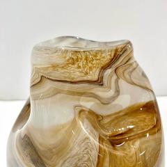 Vintage Italian Sculptural Organic Marbleized Lace Brown Beige Murano Glass Vase - 3891678