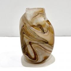 Vintage Italian Sculptural Organic Marbleized Lace Brown Beige Murano Glass Vase - 3891685