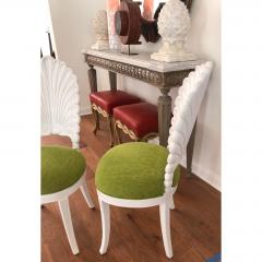 Vintage Italian Shell Form Grotto Chartreuse Velvet Dining Chairs Set of 4 - 1641975