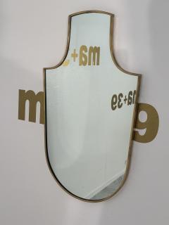 Vintage Italian Shield Brass Mirror 1960s - 3636341