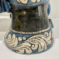 Vintage Italian Signed Black White Blue Moorish Man Woman Sculpture Head Vases - 4308177
